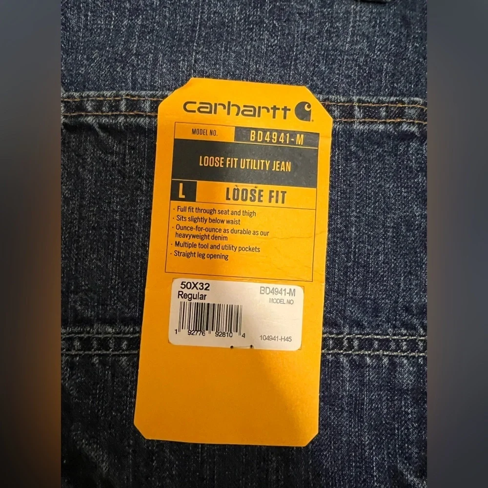 NWT Carhartt Men's Loose Fit Utility Jean Size Men’s 50 Color Blue